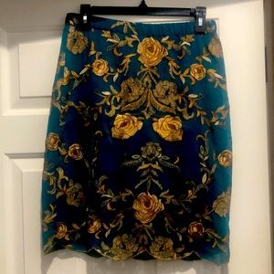 Anthropologie Floral knee length skirt